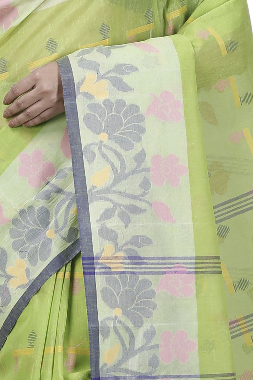 Green Pure Cotton Urva Tant Saree (1231)